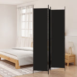 NNEVL 3-Panel Room Divider Black 150x220 cm Fabric