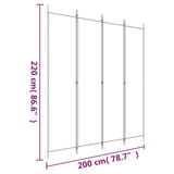 NNEVL 4-Panel Room Divider White 200x220 cm Fabric