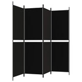 NNEVL 4-Panel Room Divider Black 200x180 cm Fabric