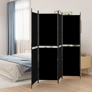 NNEVL 4-Panel Room Divider Black 200x180 cm Fabric
