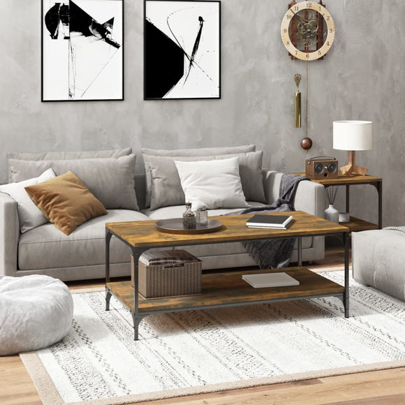NNEVL Coffee Table Smoked Oak 100x50x40 cm Engineered Wood