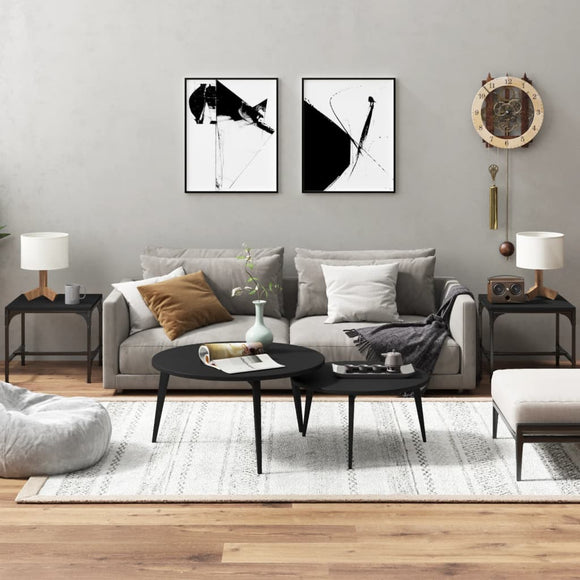 NNEVL Side Tables 2 pcs Black 40x40x35 cm Engineered Wood