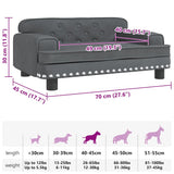 NNEVL Dog Bed Dark Grey 70x45x30 cm Velvet