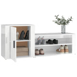 NNEVL Shoe Cabinet High Gloss White 130x35x54 cm Engineered Wood