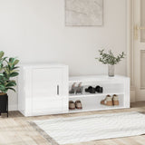 NNEVL Shoe Cabinet High Gloss White 130x35x54 cm Engineered Wood
