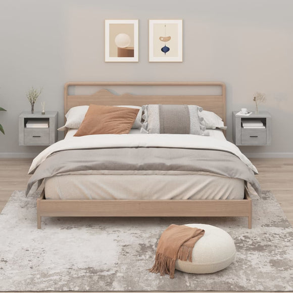 NNEVL Wall-mounted Bedside Cabinets 2 pcs Concrete Grey 50x36x40 cm