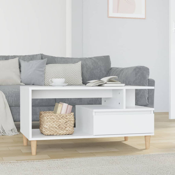 NNEVL Coffee Table High Gloss White 90x49x45 cm Engineered Wood
