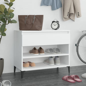 NNEVL Shoe Cabinet White 70x36x60 cm Engineered Wood