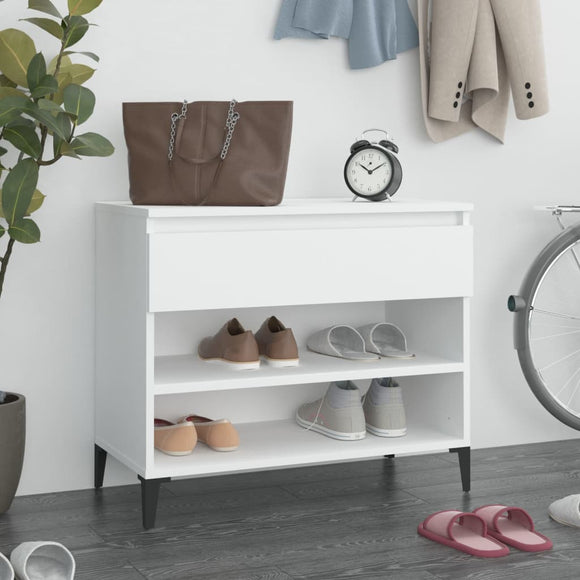 NNEVL Shoe Cabinet White 70x36x60 cm Engineered Wood