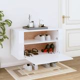 NNEVL Wall-mounted Shoe Cabinet High Gloss White 70x35x38 cm Engineered Wood