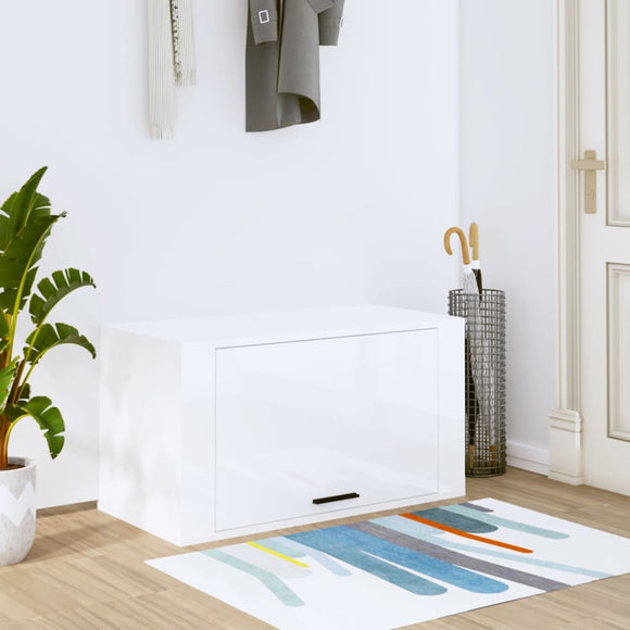NNEVL Wall-mounted Shoe Cabinet High Gloss White 70x35x38 cm Engineered Wood