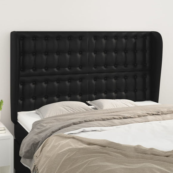 NNEVL Headboard with Ears Black 147x23x118/128 cm Faux Leather