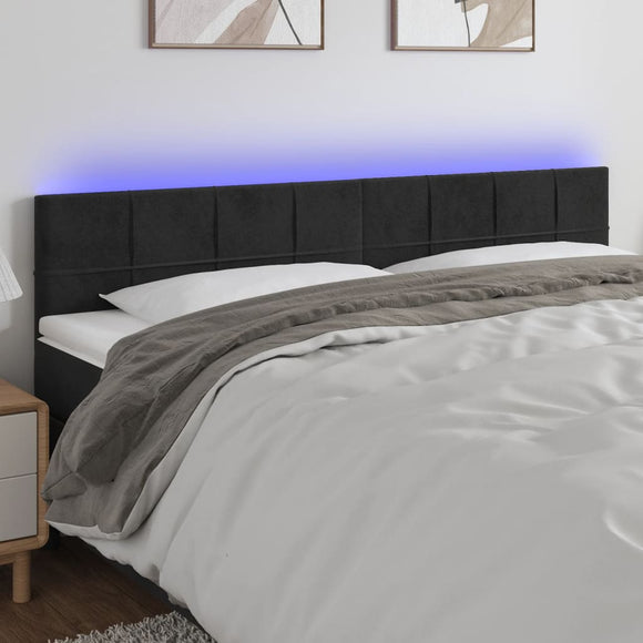 NNEVL LED Headboard Black 160x5x78/88 cm Velvet