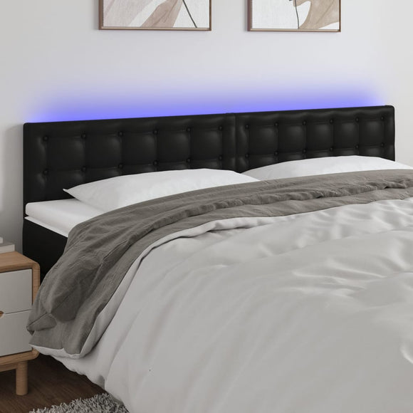 NNEVL LED Headboard Black 200 cm Faux Leather