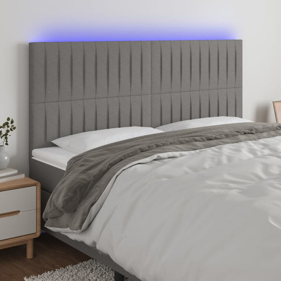NNEVL LED Headboard Dark Grey 200 cm Fabric