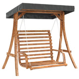 NNEVL Swing Bench with Canopy Solid Wood Spruce with Teak Finish