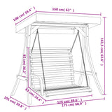 NNEVL Swing Bench with Canopy Solid Wood Spruce with Teak Finish
