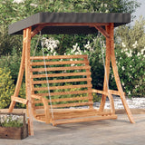 NNEVL Swing Bench with Canopy Solid Wood Spruce with Teak Finish