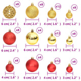 NNEVL Christmas Baubles 100 pcs Gold and Wine Red 3 / 4 / 6 cm