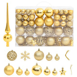 NNEVL 111 Piece Christmas Bauble Set Gold Polystyrene