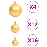 NNEVL 111 Piece Christmas Bauble Set Gold Polystyrene