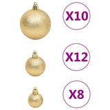 NNEVL 111 Piece Christmas Bauble Set Gold Polystyrene