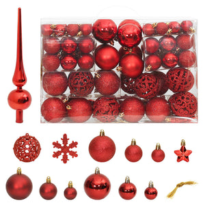 NNEVL 111 Piece Christmas Bauble Set Red Polystyrene