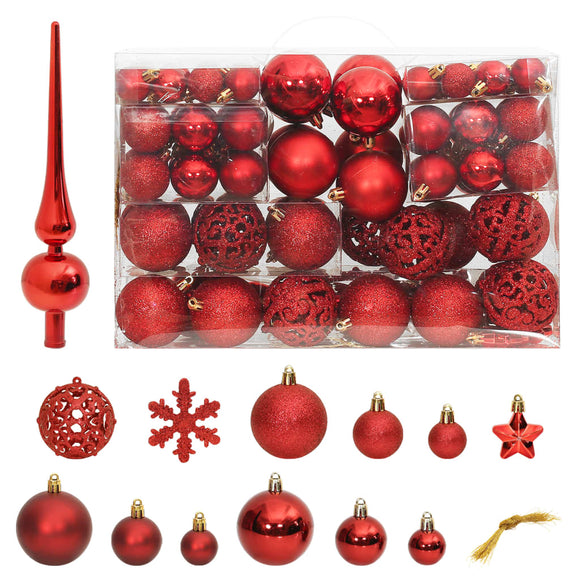 NNEVL 111 Piece Christmas Bauble Set Red Polystyrene