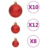 NNEVL 111 Piece Christmas Bauble Set Red Polystyrene