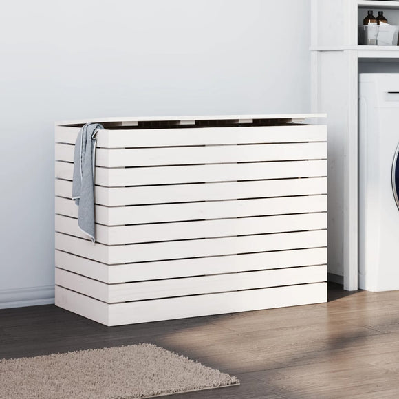 NNEVL Laundry Basket White 88.5x44x66 cm Solid Wood Pine