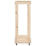 NNEVL Log Holder with Wheels 76.5x40x108 cm Solid Wood Pine