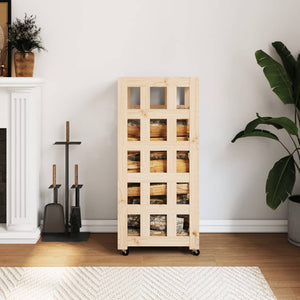 NNEVL Log Holder with Wheels 40x49x110 cm Solid Wood Pine
