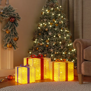 NNEVL Lighted Christmas Boxes 3 pcs 64 LEDs Warm White