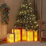 NNEVL Lighted Christmas Boxes 3 pcs 64 LEDs Warm White