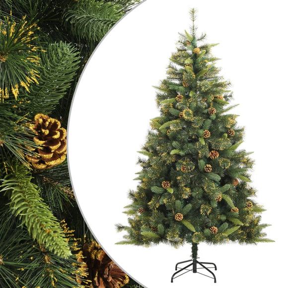 NNEVL Artificial Hinged Christmas Tree with Cones 180 cm