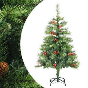 NNEVL Artificial Hinged Christmas Tree with Cones and Berries 120 cm