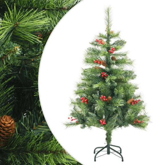 NNEVL Artificial Hinged Christmas Tree with Cones and Berries 120 cm