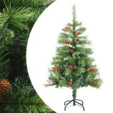 NNEVL Artificial Hinged Christmas Tree with Cones and Berries 120 cm