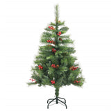 NNEVL Artificial Hinged Christmas Tree with Cones and Berries 120 cm