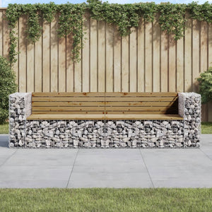 NNEVL Garden Bench Gabion Design 244x71x65.5 cm Impregnated Wood Pine