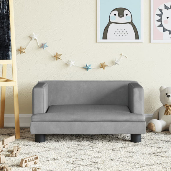 NNEVL Kids Sofa Light Grey 60x40x30 cm Velvet