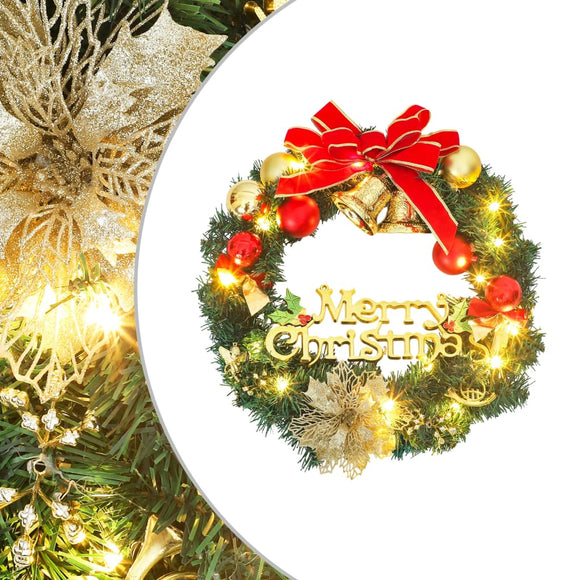 NNEVL Christmas Wreath with 15 LEDs Green 30 cm