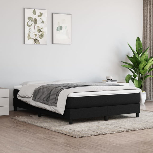 NNEVL Box Spring Bed with Mattress Black 153x203 cm Queen Size Fabric