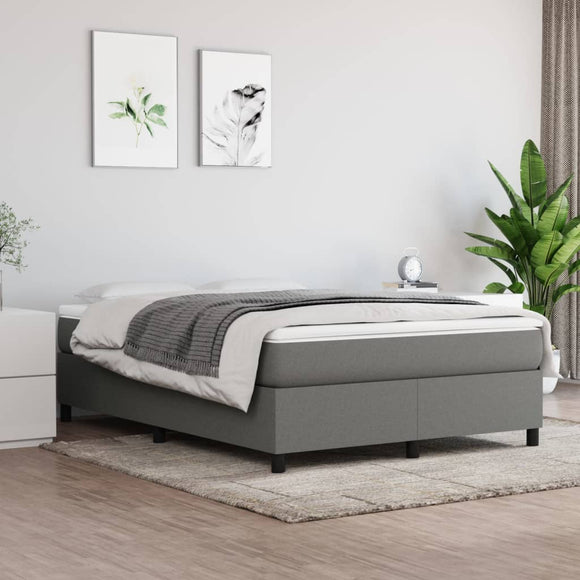 NNEVL Box Spring Bed with Mattress Dark Grey 153x203 cm Queen Size Fabric