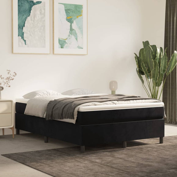 NNEVL Box Spring Bed with Mattress Black 137x190 cm Full Velvet