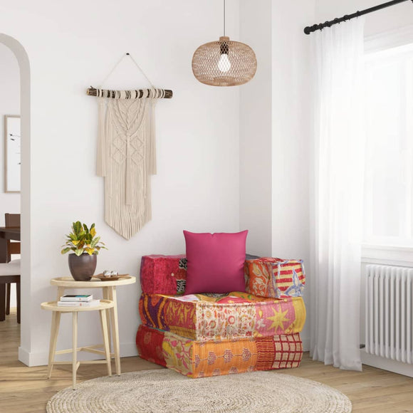 NNEVL Modular Pouffe with Pillow Patchwork Fabric