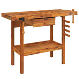NNEVL Workbench with Drawer and Vices 124x52x83 cm Solid Wood Acacia