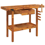 NNEVL Workbench with Drawer and Vices 124x52x83 cm Solid Wood Acacia
