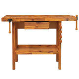 NNEVL Workbench with Drawer and Vices 124x52x83 cm Solid Wood Acacia