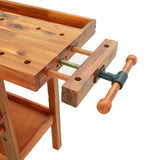 NNEVL Workbench with Drawer and Vices 124x52x83 cm Solid Wood Acacia